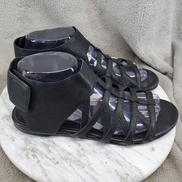 Eileen Fisher Shoes Womens 8.5 Black Leather Nest Caged Gladiator - Picture 5 of 9